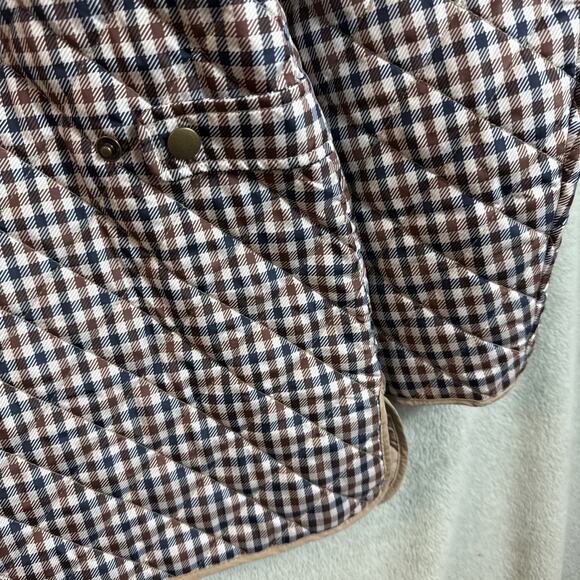 LANDS END Women Quilted Jacket 1X 16W-18W Corduroy Collar Equestrian + Gloves - Picture 10 of 14